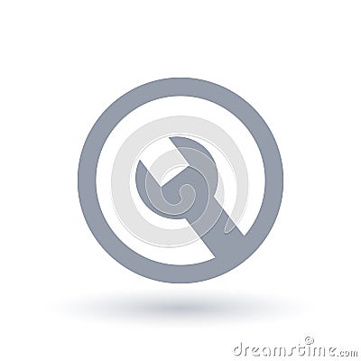 Spanner tool icon in circle. Service and repair symbol. Vector Illustration