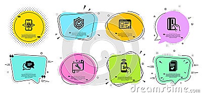 Spanner, Web report and Handout icons set. Text message, Augmented reality and Phone payment signs. Vector Vector Illustration