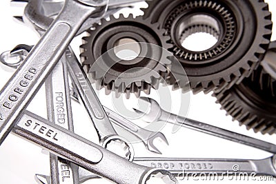 Spanners & cogs Stock Photo