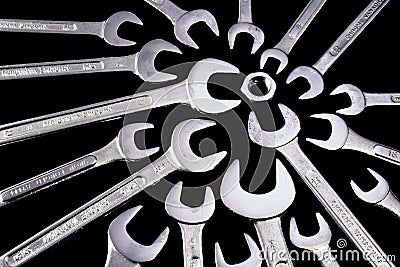 Spanners and nut Stock Photo