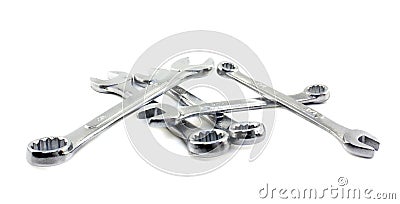 Spanners on white background Stock Photo