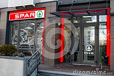 SPAR Grocery Supermarket. Ukraine, Kyiv - January 20, 2024. Editorial Stock Photo