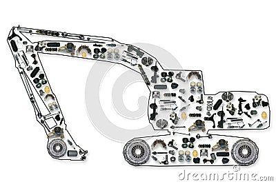 Spare parts for truck or excavator Stock Photo