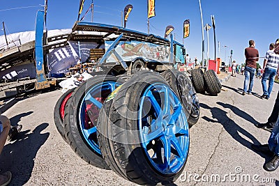 Spare wheels, rims and tires for drift Editorial Stock Photo