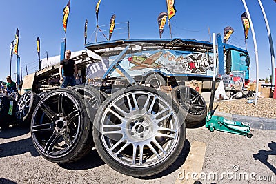 Spare wheels, rims and tires for drift Editorial Stock Photo