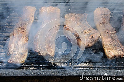 Spareribs on the Barbecue Grill Stock Photo
