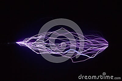 Image of trajectories of electric discharges for student project.. Stock Photo
