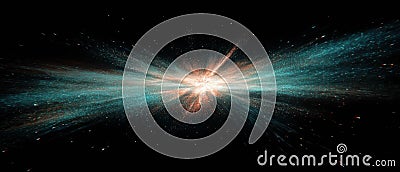 Spark particle simulation showcasing dynamic physics in a dark environment Stock Photo
