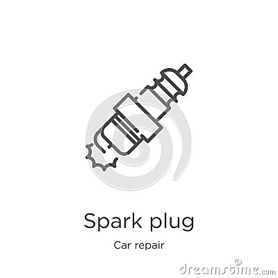 spark plug icon vector from car repair collection. Thin line spark plug outline icon vector illustration. Outline, thin line spark Vector Illustration