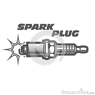 Spark plug monochrome icon, motor vehicle ignition spark plug, engine Vector Illustration