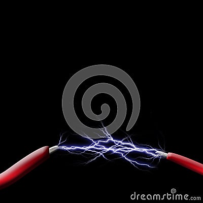 Spark between two wires Stock Photo