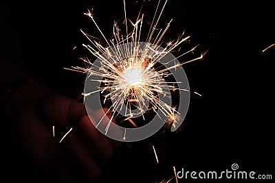 Sparking light during holiday night celebration Stock Photo