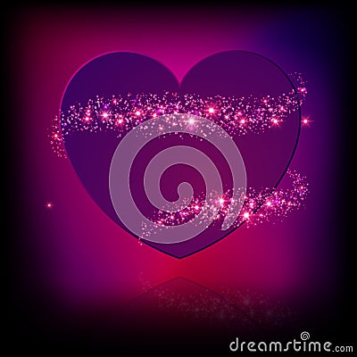 Sparkle bright pink heart. Vector Illustration