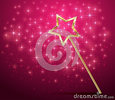 Sparkle magic wand on pink background Vector Illustration
