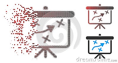 Sparkle Pixel Halftone Strategy Path Demonstration Board Icon with Face Vector Illustration