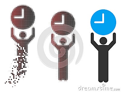 Sparkle Pixel Halftone Time Manager Icon Vector Illustration