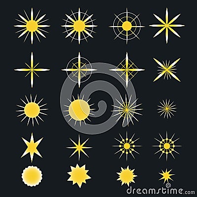 Sparkle stars icons. Symbols of , glint. gleam, etc. Cartoon Illustration