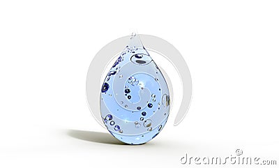Sparkled Water drop 3D Illustration on a White Background Stock Photo