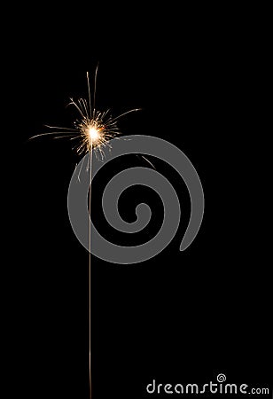 Sparkler burning on a black background Stock Photo