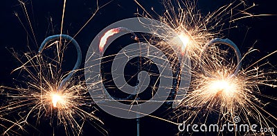 Sparkler isolated on black, 2019 Stock Photo