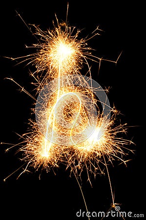 Sparkler letter of English alphabet Stock Photo