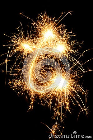 Sparkler letter of English alphabet Stock Photo