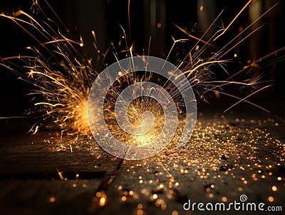 Sparkler light for christmas party or new year night celebration background. Sparkle firework in winter holiday. Generative AI Stock Photo