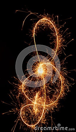 Sparkler music clef Stock Photo