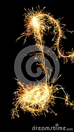 Sparklers note isolated on black background Stock Photo