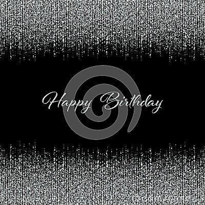 Festive background of falling silver dust on a black background, beautiful birthday banner Stock Photo