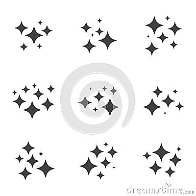 Sparkles and stars icons set Vector Illustration