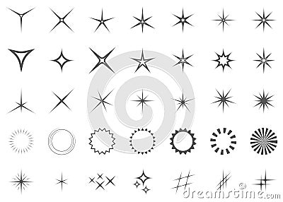 Sparkles vector set. Light effects elements. Vector Illustration