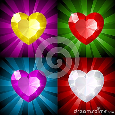 Sparkling background with jewel heart Vector Illustration