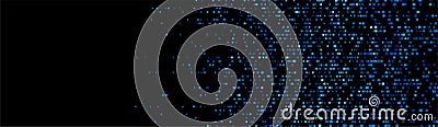 Sparkling blue dots on black background, abstract tech banner design Vector Illustration