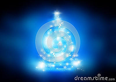 Sparkling Christmas tree Cartoon Illustration