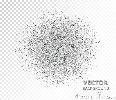 Sparkling circle, silver glitter explosion. Vector dust, diamonds, snow on transparent background. Vector Illustration