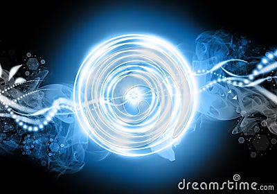 The sparkling circular lines with spangles and bright particles Stock Photo