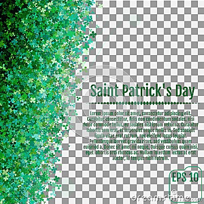 Sparkling clover shamrock leaves isolated on White background. A Vector Illustration