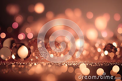 Sparkling Copper and Rose Gold Glitter in Blurred Background Stock Photo