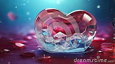 Sparkling Crystal Heart Gemstone Background Stock Photo