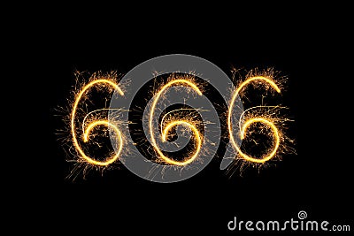 Sparkling digits 666 Stock Photo