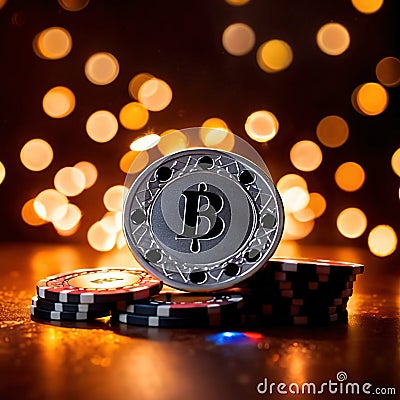 Sparkling dynamic flying poker casino chips, showing the excitement and thrill of gambling Stock Photo