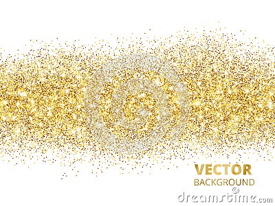 Sparkling glitter border isolated on white. Festive background w Vector Illustration