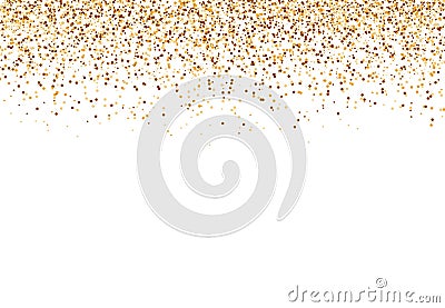 Sparkling glitter. Falling gold dust isolated on white background Vector Illustration