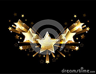 Sparkling gold five stars Vector Illustration