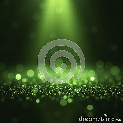 Sparkling green glitter bokeh effect against a dark abstract background with glowing rays, bokeh, mysterious Stock Photo