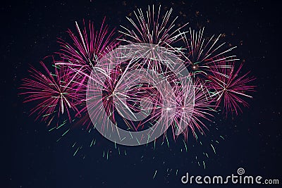 Sparkling maroon red pink celebration fireworks Stock Photo