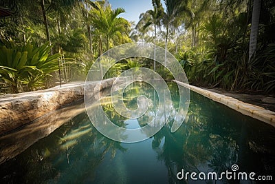 sparkling pool with perfectly balanced reflection of crystal clear water Stock Photo