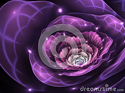 Sparkling purple fractal flower Stock Photo