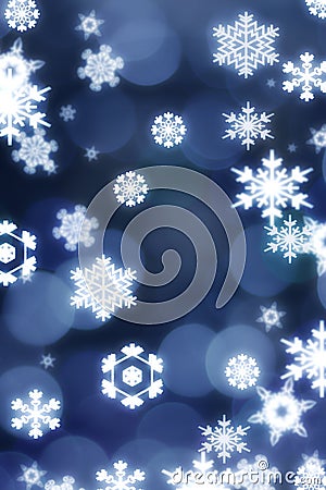 Sparkling snowflakes on circle bokeh Stock Photo